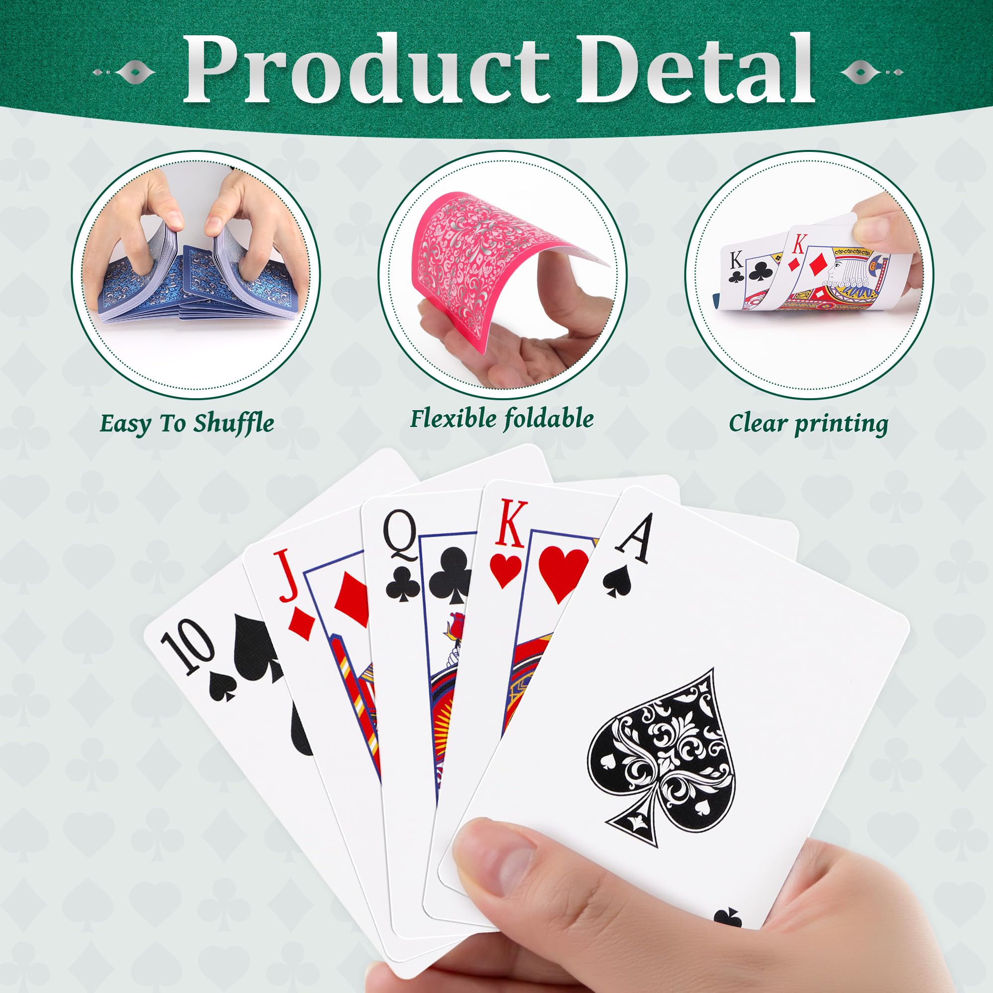 Wkchxd linen-finish poker cards offer professional handling and durability.