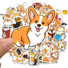 WLJIAO Welsh Corgi stickers set on laptop with vibrant designs for personalization