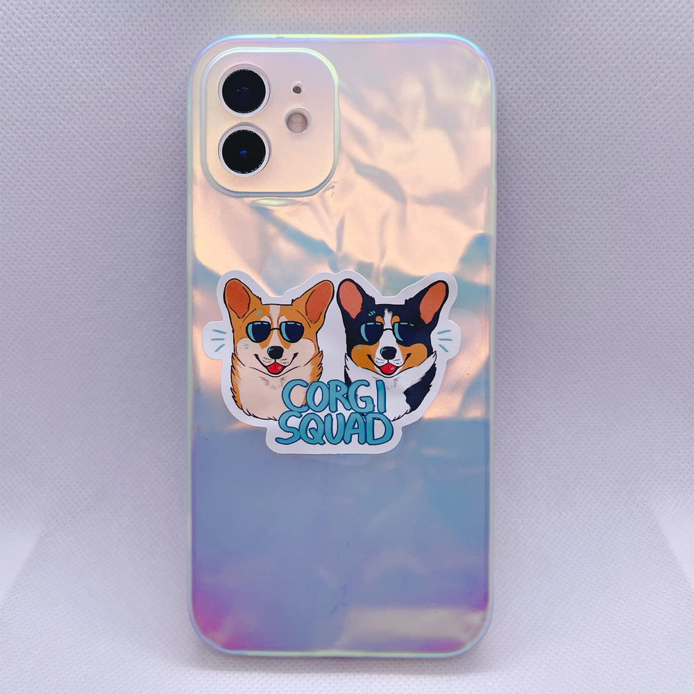 WLJIAO Welsh Corgi stickers on skateboard demonstrating durable color