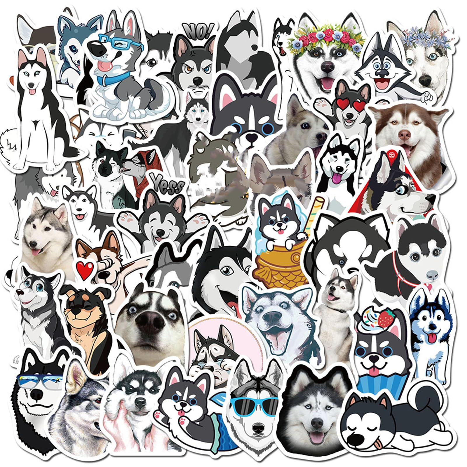 WLJIAO husky sticker pack on a laptop adds playful personality and durable waterproof protection.