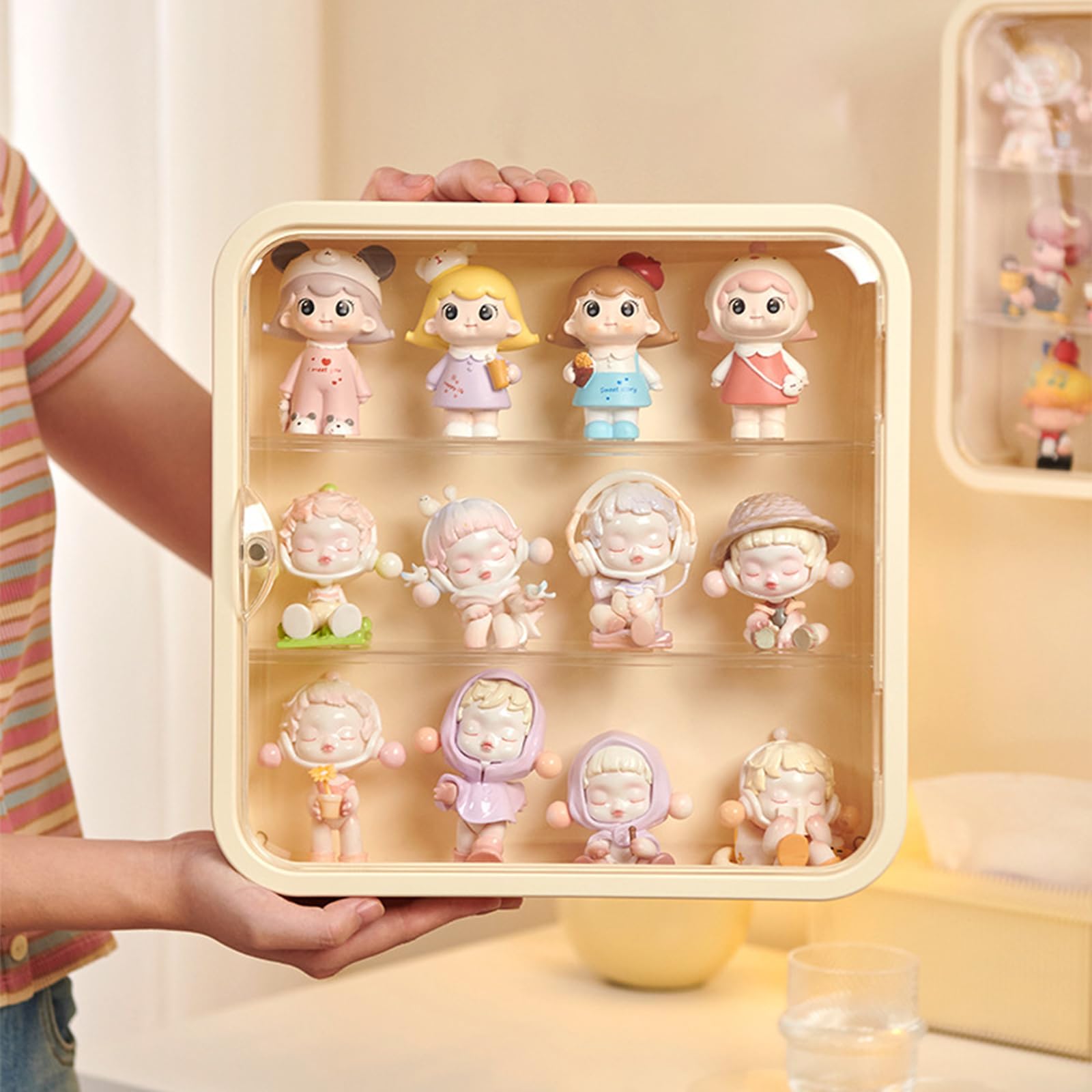 WMM adhesive-foot tilt-proof cream case for stable display