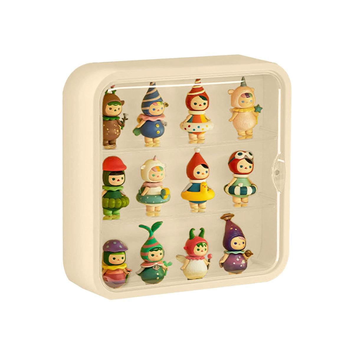 WMM clear display case front view for figures with dust-free viewing