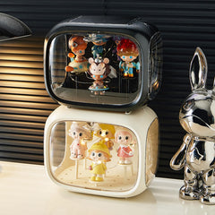 WMM stackable design with magnetic door keeps displays secure.