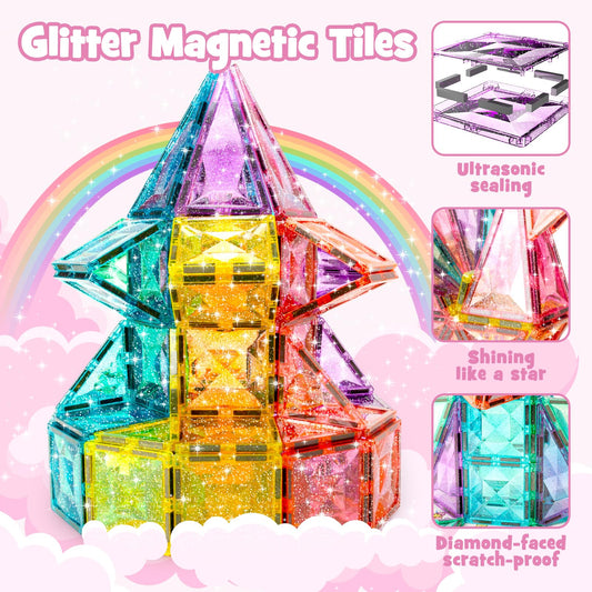 WMXDU glitter diamond tiles sparkle during imaginative play.
