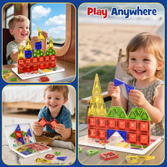 WMXDU magnetic tiles on the go enable quick, mess-free building adventures.