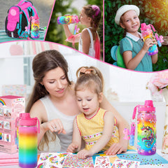 Wninbu unicorn bottle used by kids at school or outdoors.
