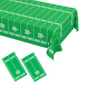 WNINK football tablecloth laid out on a party table for a sports event