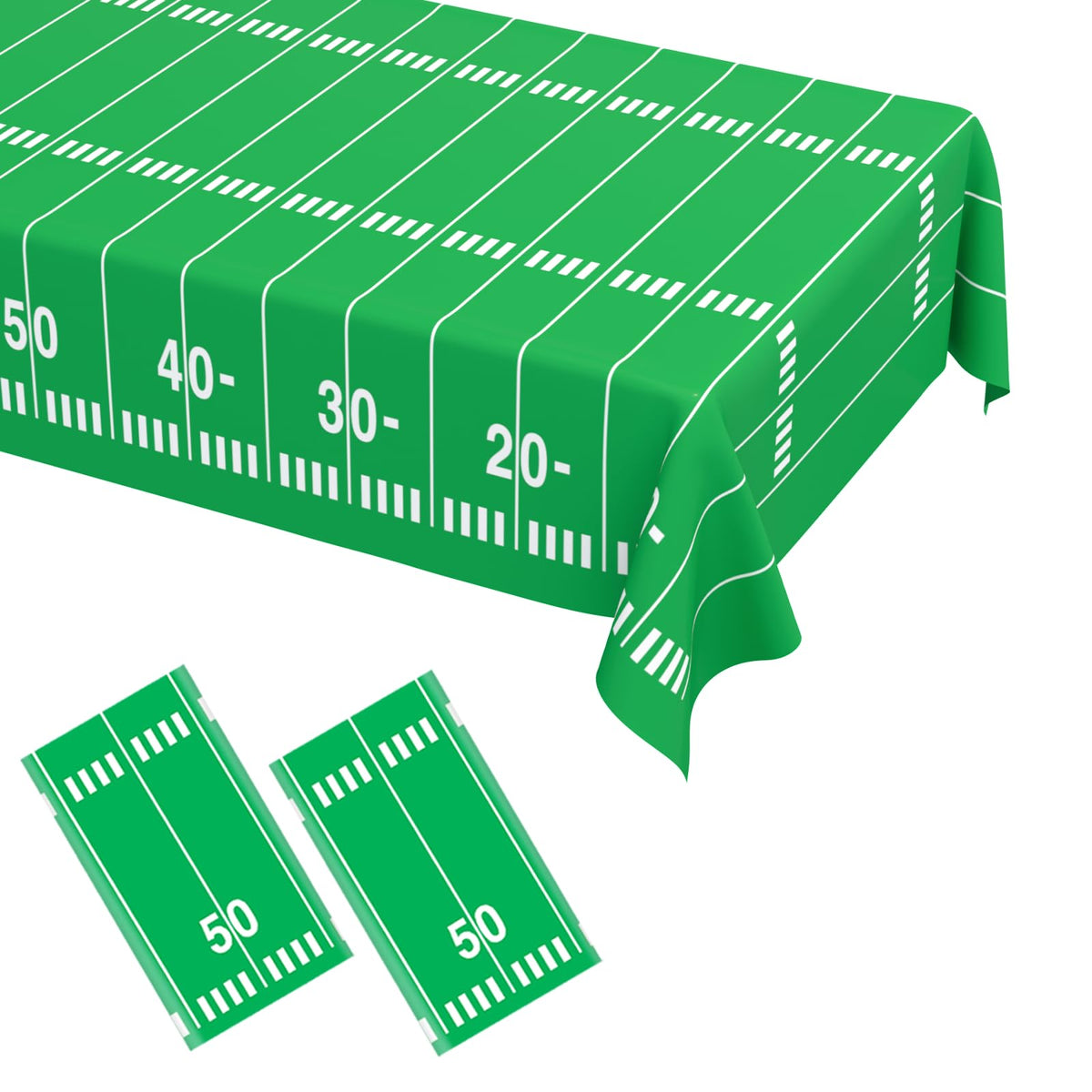 WNINK football tablecloth laid out on a party table for a sports event