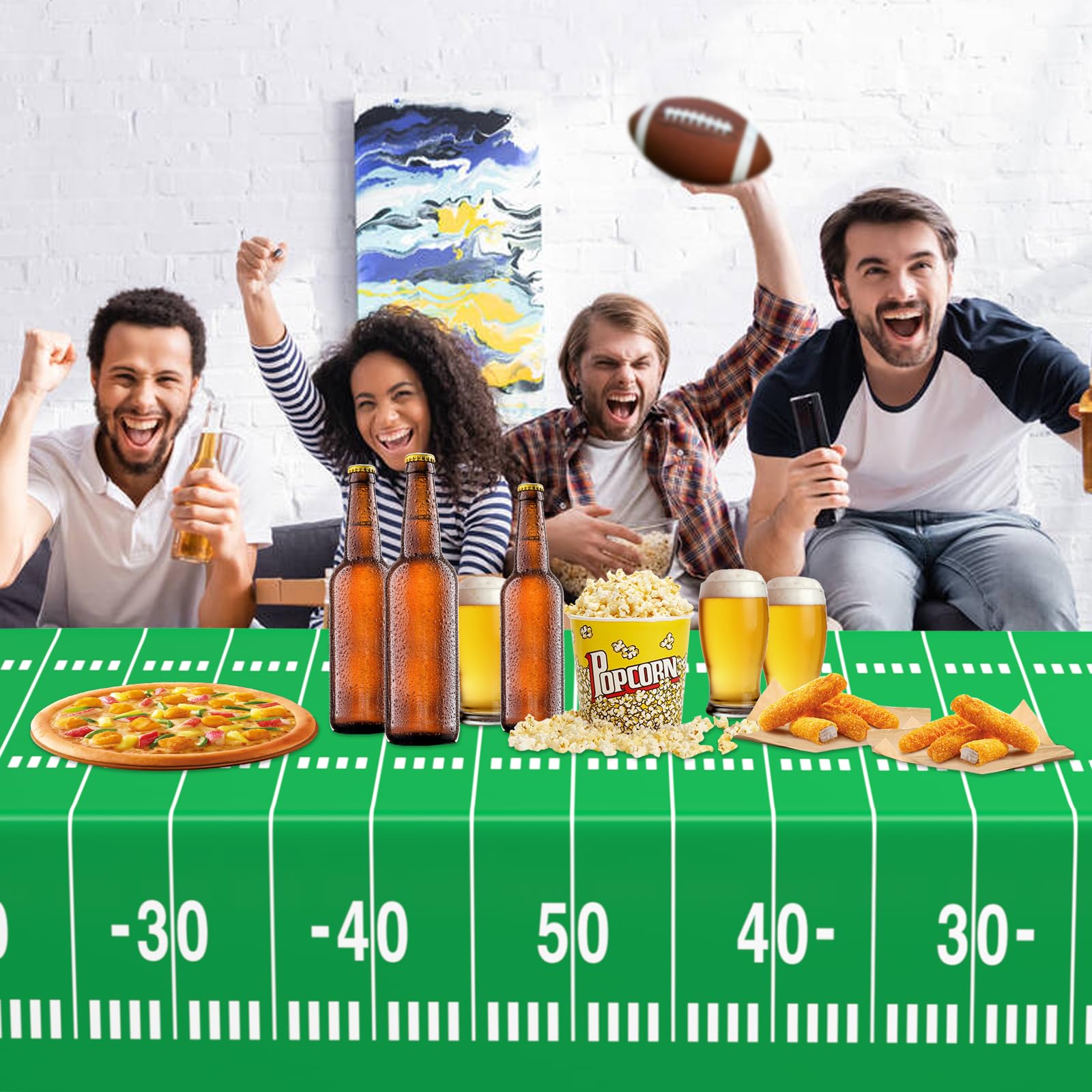 Easy cleanup after party with WNINK football tablecloth roll-up