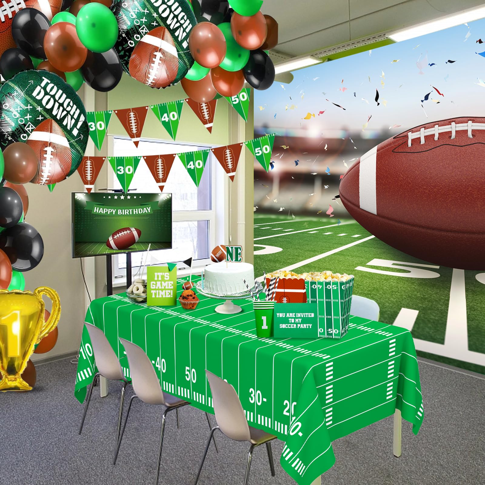 WNINK football theme design boosts party ambiance for fans.