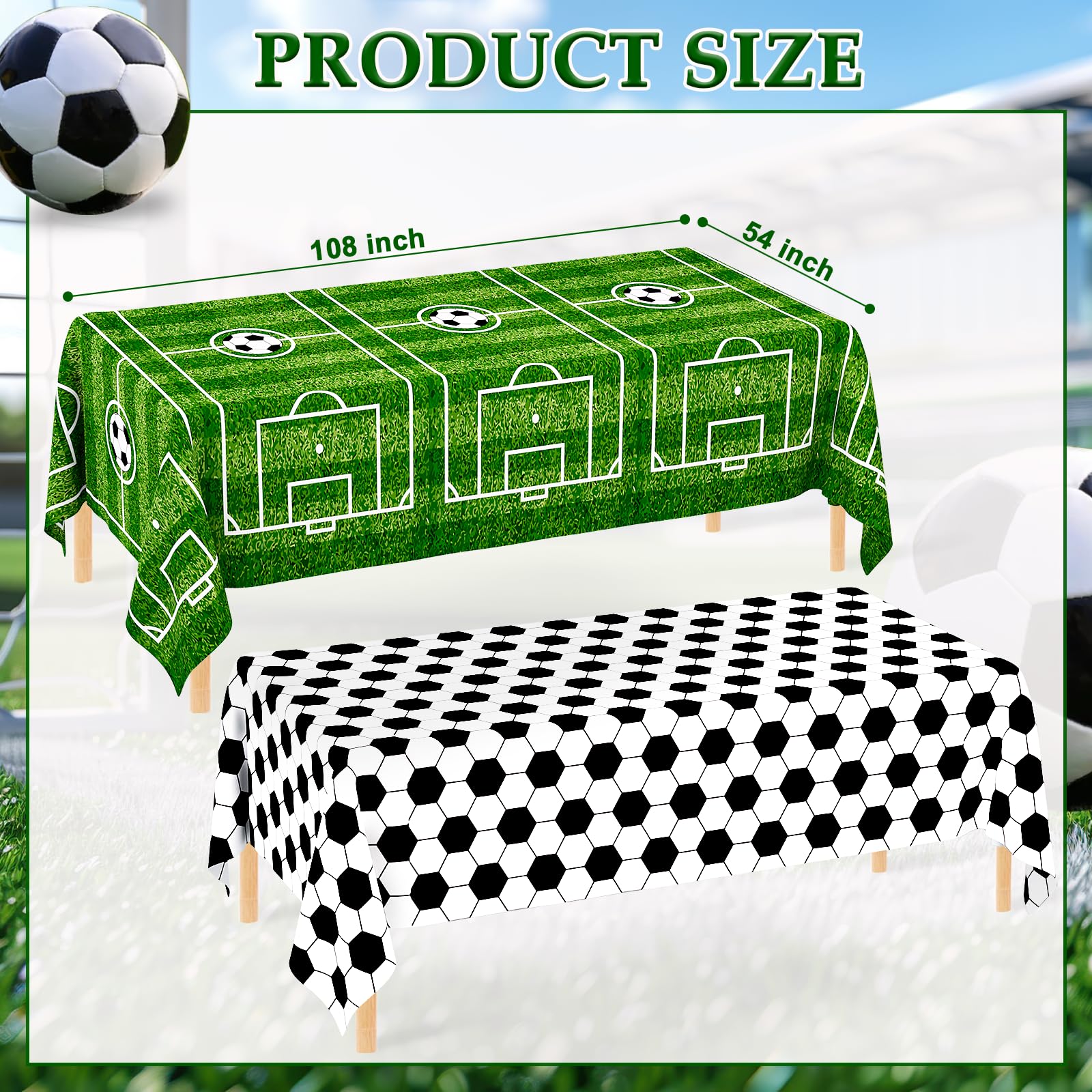 WNINK soccer tablecloth disposable rectangle, simple cleanup after the celebration.