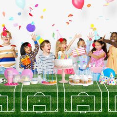 WNINK soccer tablecloth durable PE material resists tears for festive use.
