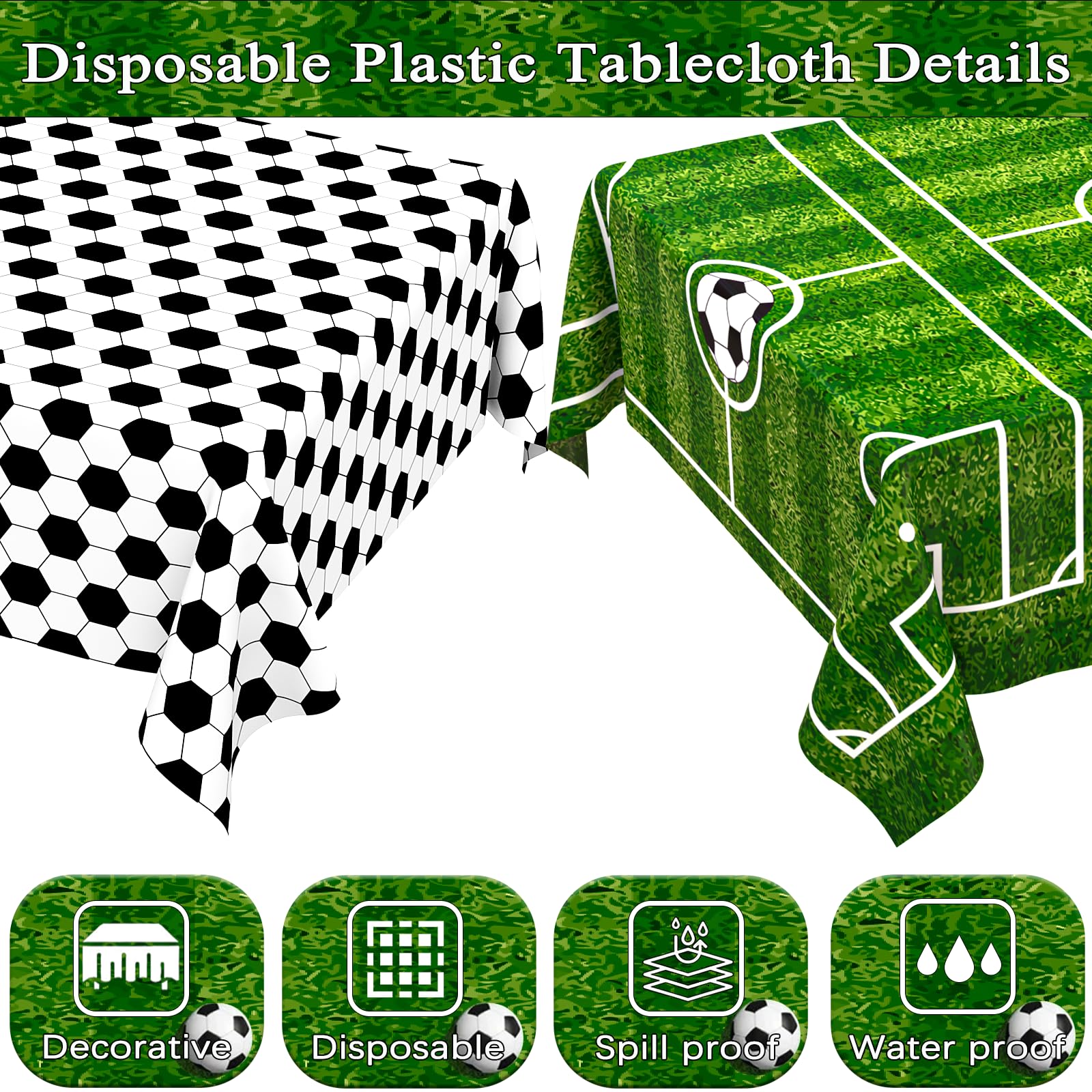 WNINK soccer tablecloth grass pattern decor enhances sporty vibes at events.