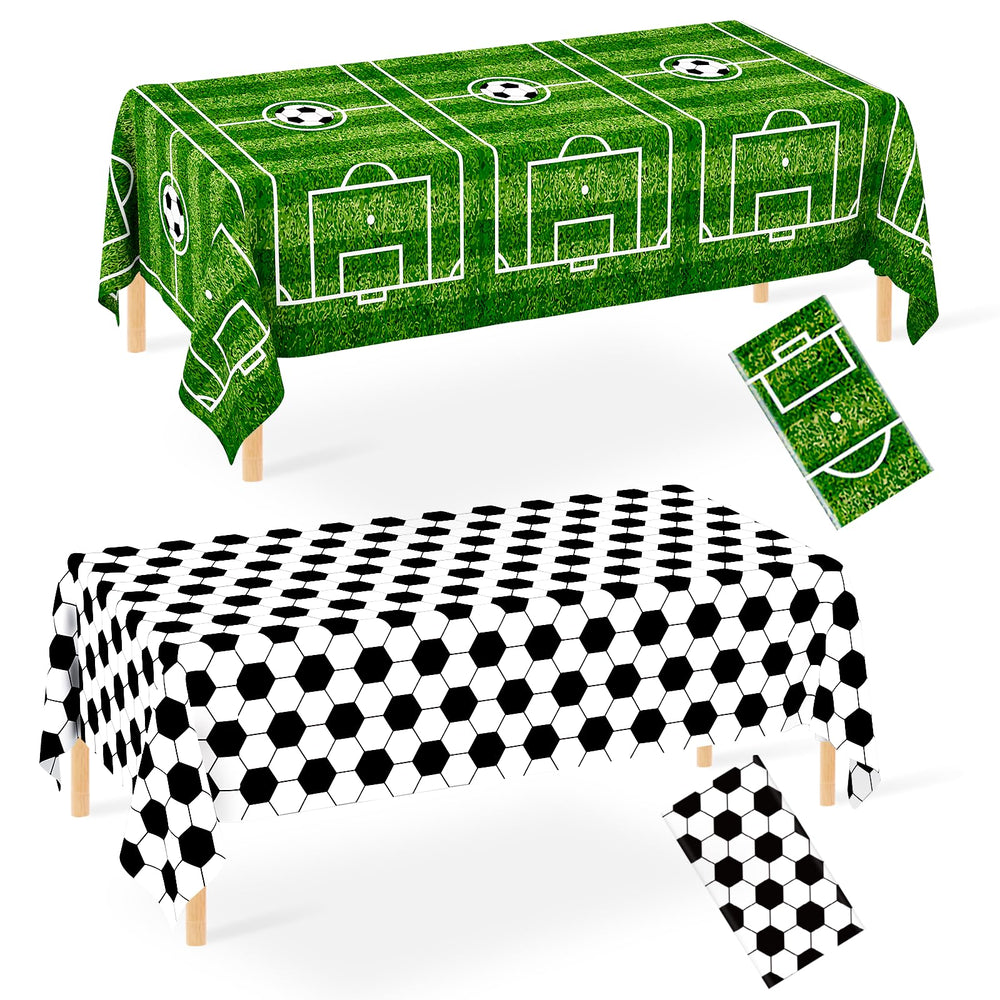 WNINK soccer tablecloth with green checkered pattern, ideal for clean, quick party setup.