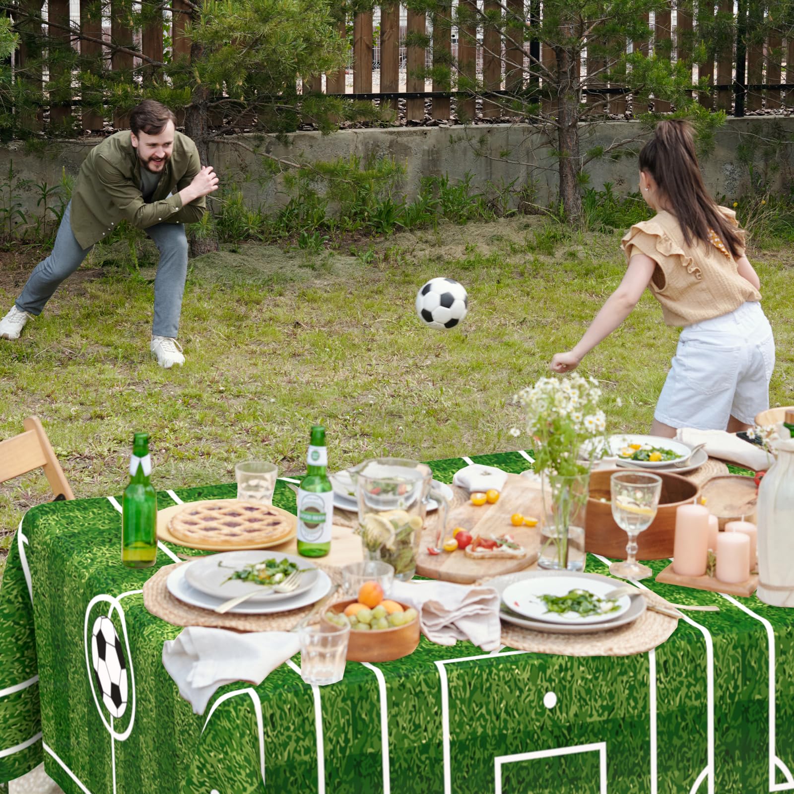 WNINK soccer tablecloth waterproof and oilproof, protecting surfaces during meals.