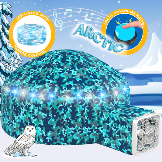 W&O Arctic Camo Aerodome with LED lights for vibrant indoor play.