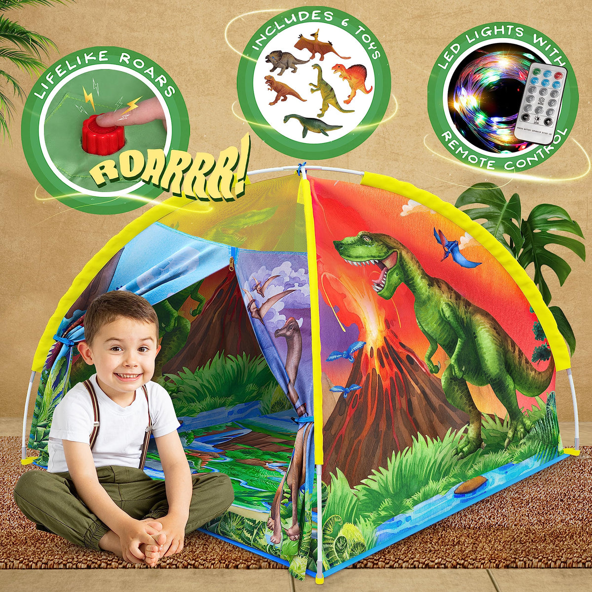 W&O Dino Super Dome roar button with six sounds for interactive play