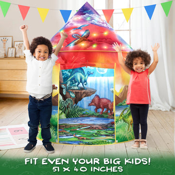 W&O Dinosaur Discovery tent is easy to set up for quick play.