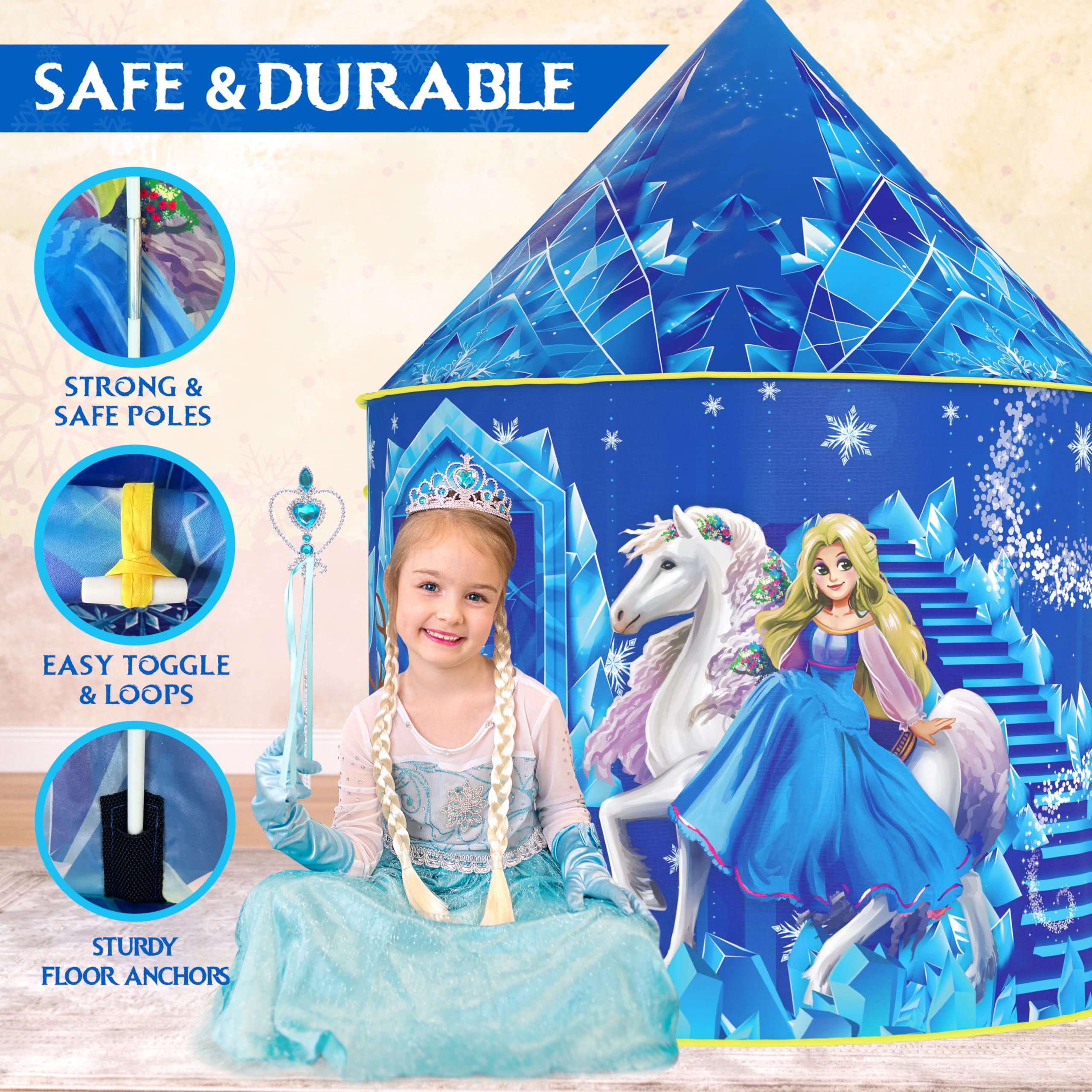 W&amp;O Frozen Princess Tent compact size fits 2-3 children for cozy storytelling.