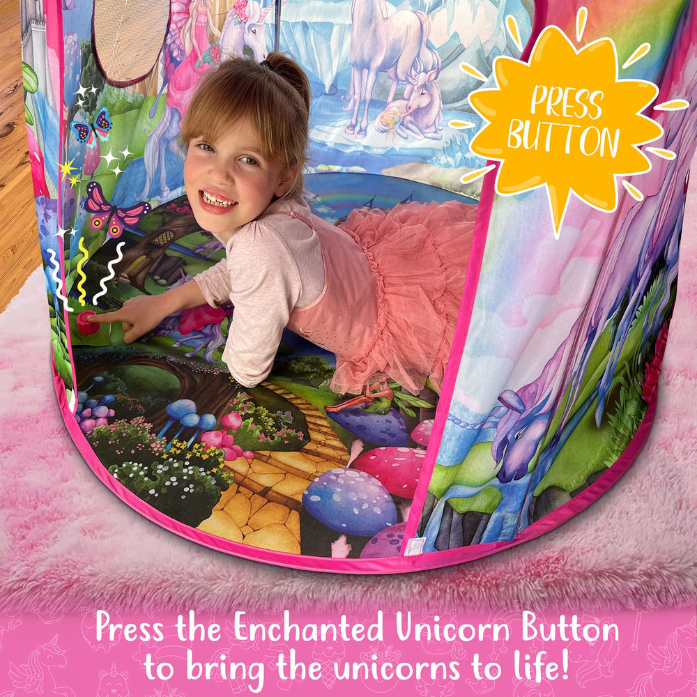 W&O Unicorn Sparkle Play Tent interior view showing spacious area for friends.