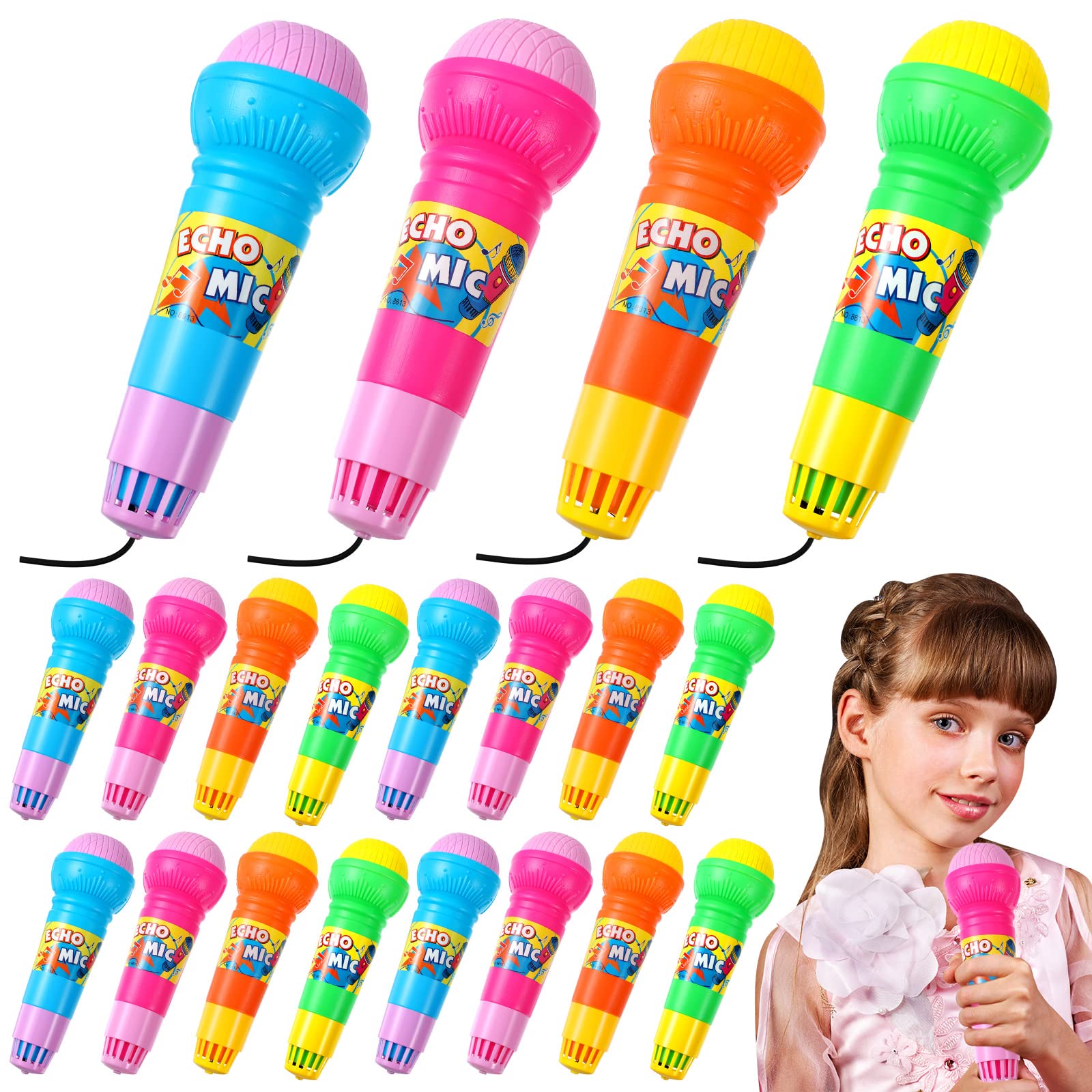 Woanger Echo microphone toy set in bright colors for kids party play.