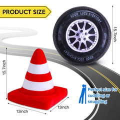 Woanger traffic cone plush pillow adds playful decor and neck support for relaxation.