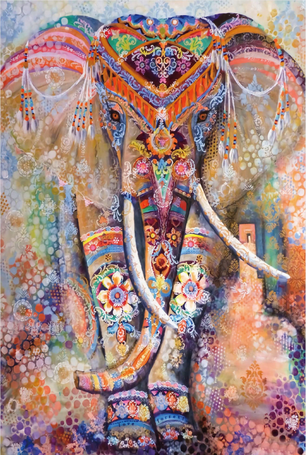 Wobehsk elephant puzzle 500-piece front view with vivid colors for focused relaxation