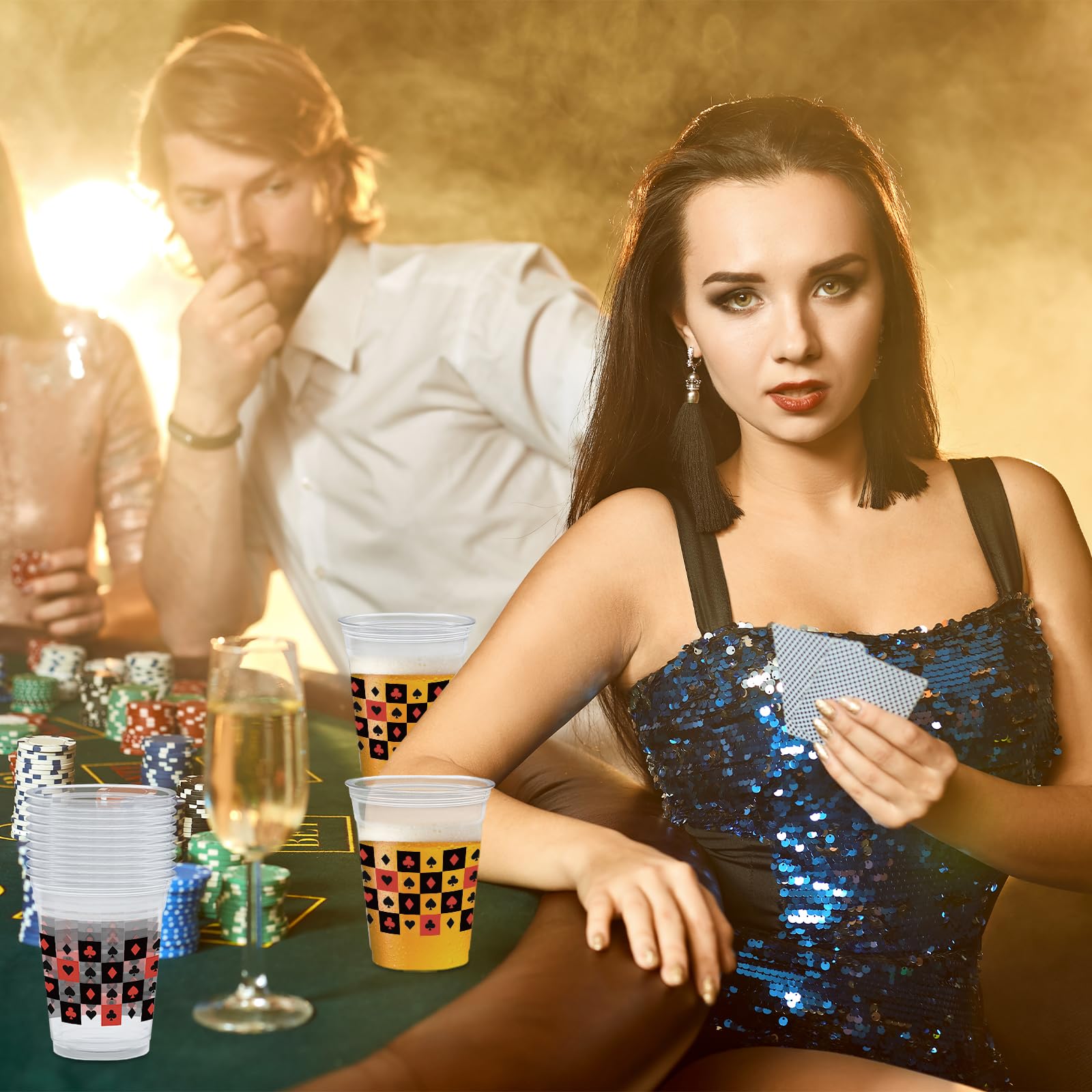 Wobeny cups suited for birthdays and casino night celebrations.