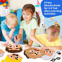 WOBOX sad-face felt piece helps children name feelings during role-play.