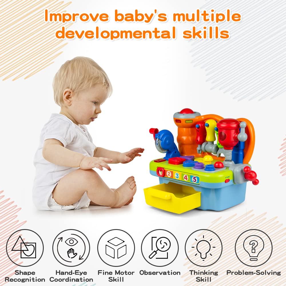 Woby workbench bench clamp sound supports finger coordination during play.