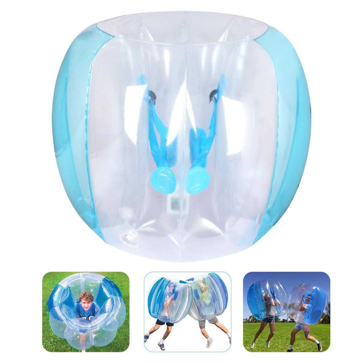 Wodesid inflatable bumper ball, blue and white, 4ft size ready for outdoor play