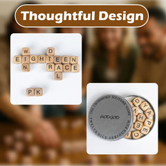 WodGod Crossword Dice on a tray, ideal for multiplayer game nights.