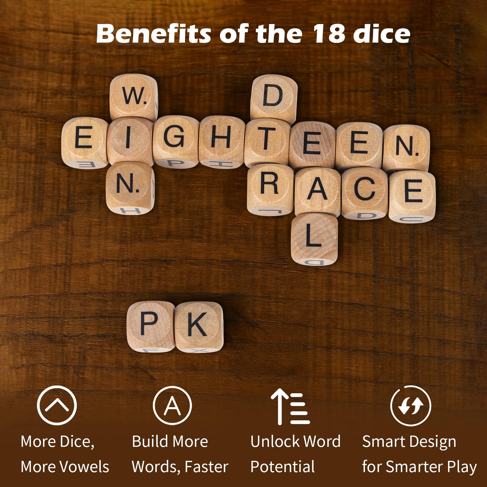 WodGod premium wooden dice, gift-ready for language lovers and puzzle fans.