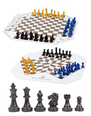 WodGod leather chess board set ready for multi-player games on a table