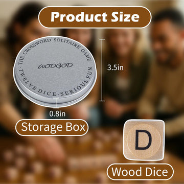 WodGod wooden dice close-up showing balanced vowels for richer word options.