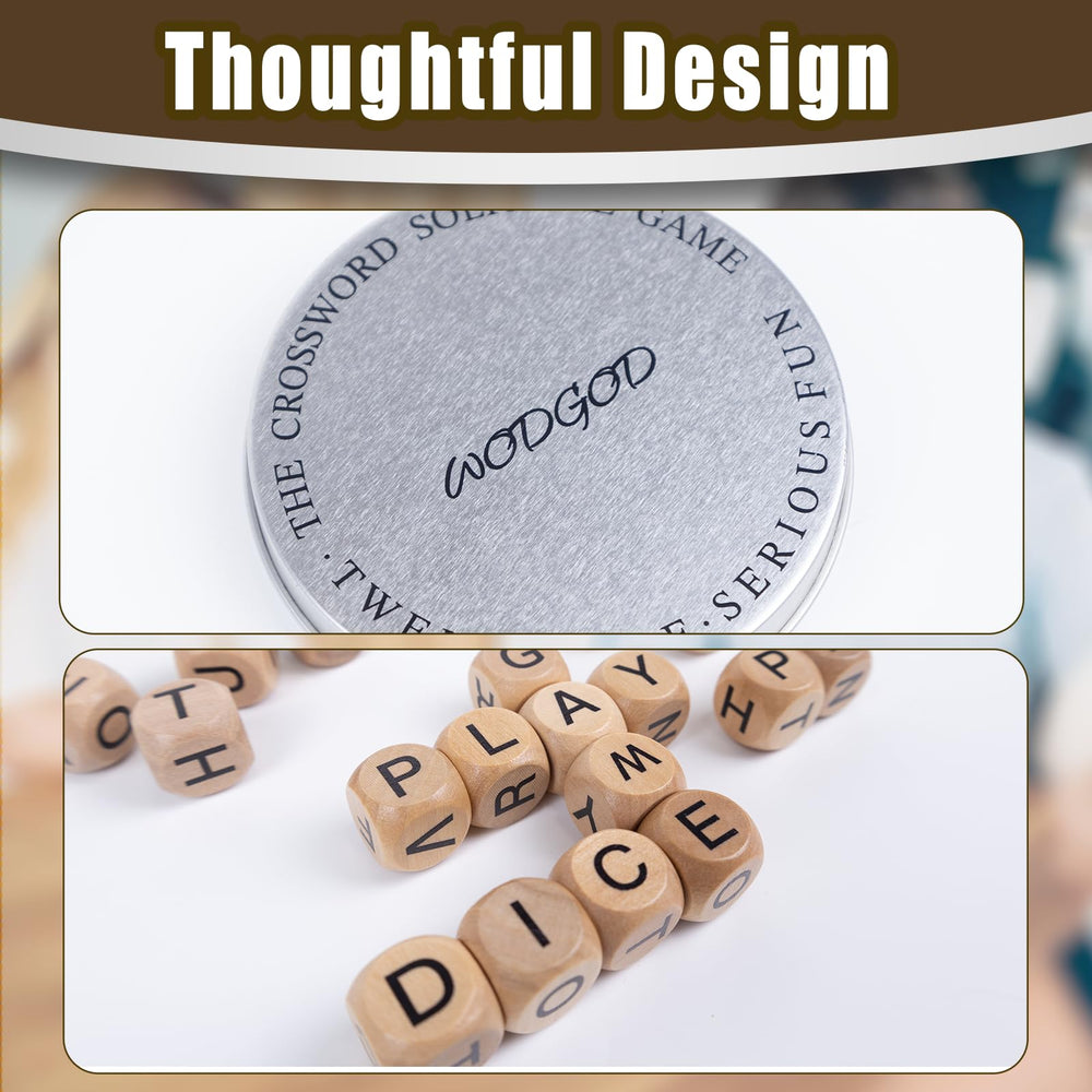 WodGod Wooden Letter Dice close-up highlighting premium craftsmanship for durable family word games