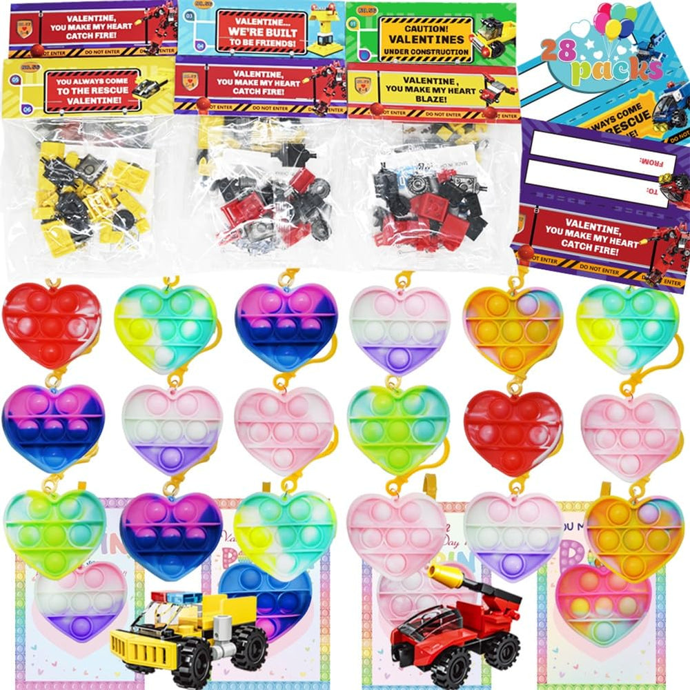 WODMAZ heart pop toy with valentines card in bright colors, ideal party favors.