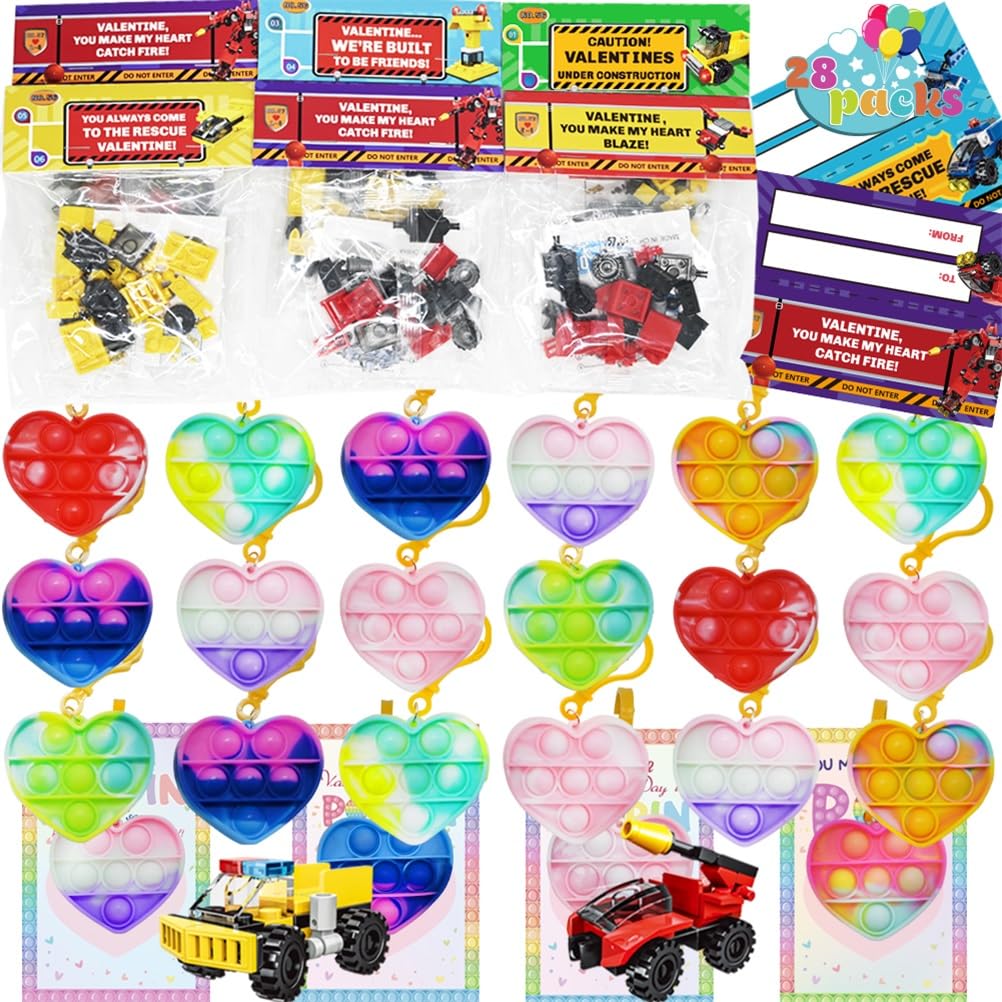 WODMAZ heart pop toy with valentines card in bright colors, ideal party favors.