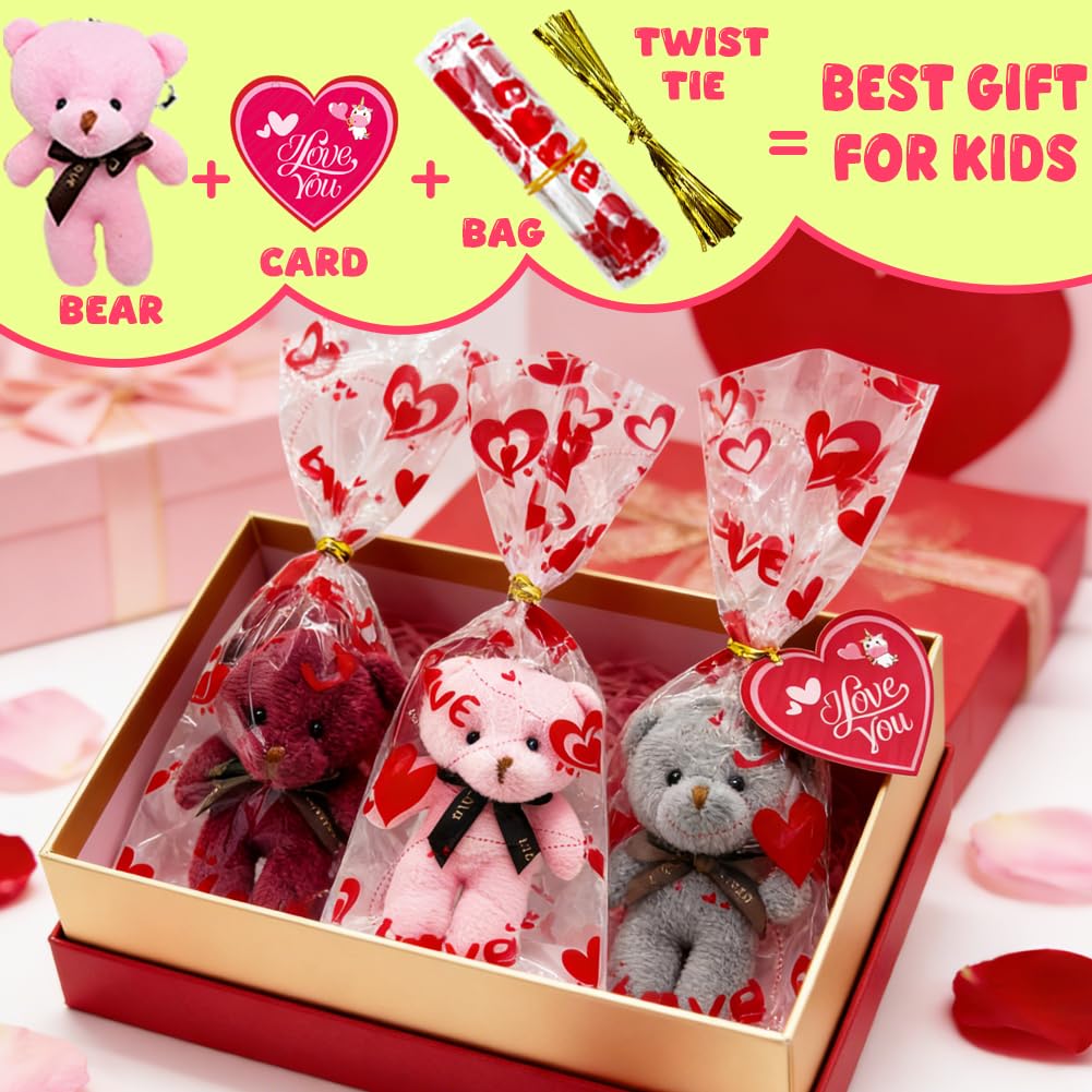 WODMAZ valentines color-variety bears add charm to classroom celebrations.