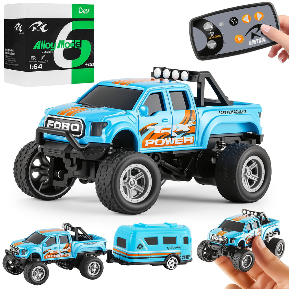 WOHEIHEI Power Monster Truck blue front view with LED headlights for indoor and outdoor fun