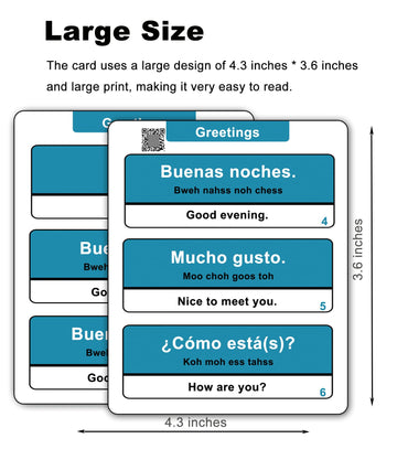 Woifish Spanish Phrases flash cards in use with learners in real-life contexts.