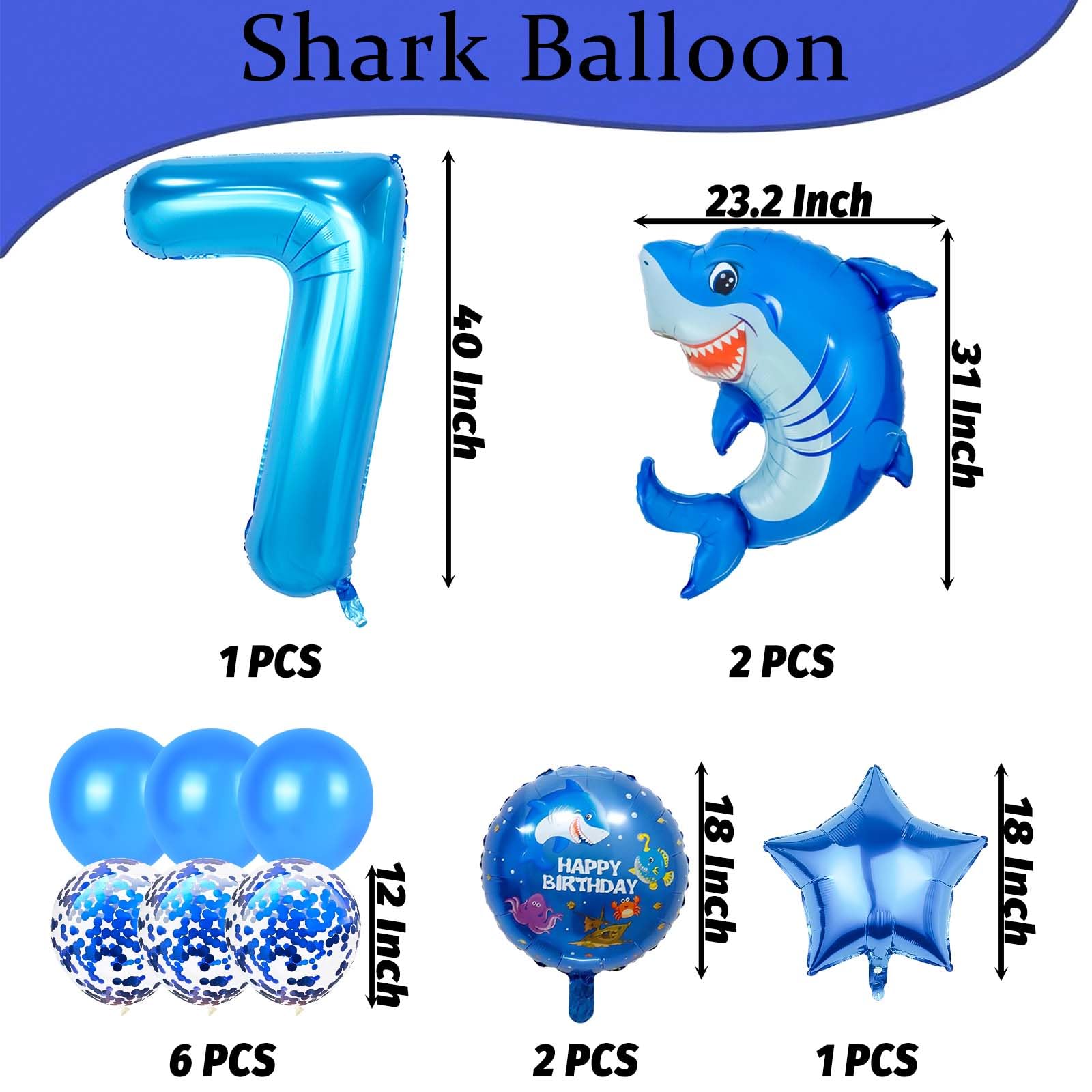 Woizoeiy blue shark foil balloon adds a playful centerpiece for birthdays.