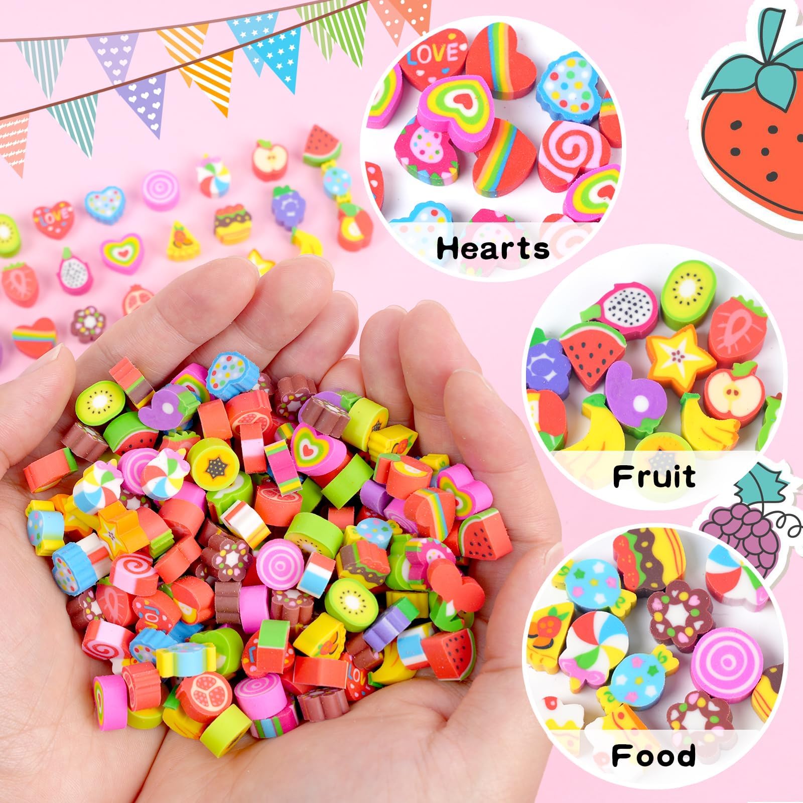 Wolpark Food Heart Mini Eraser apple motif for labeling and organization