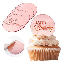 Wolpark pink mirror cupcake topper rounds elevate dessert presentation with reflective shine