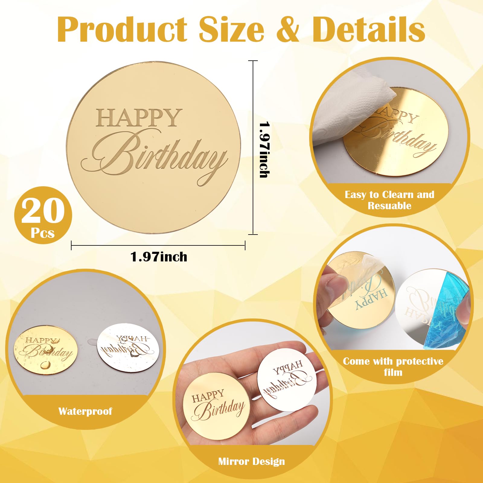 Wolpark round topper featuring Happy Birthday engraving enhances celebratory desserts.