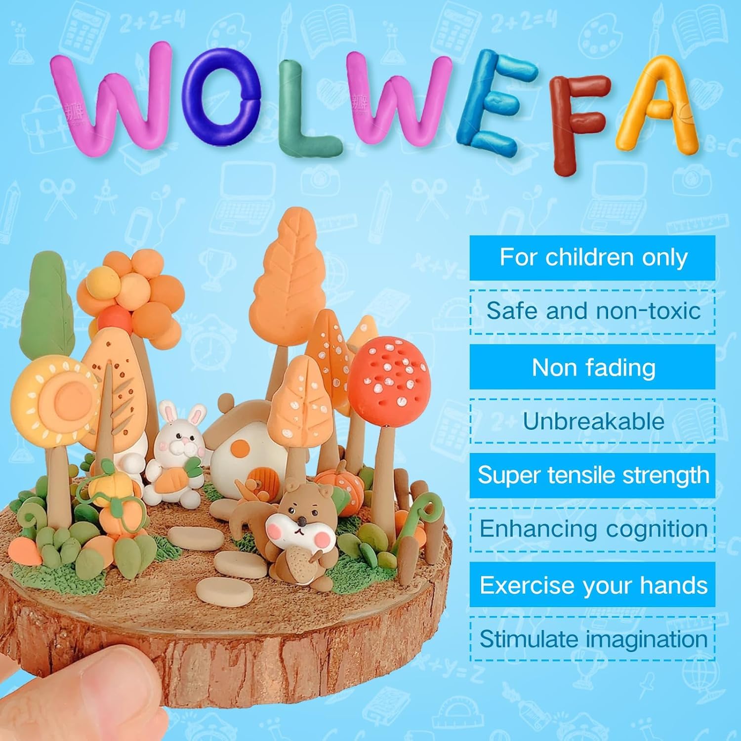 Wolwefa Green Air Dry Clay kit laid out for group projects and classroom use
