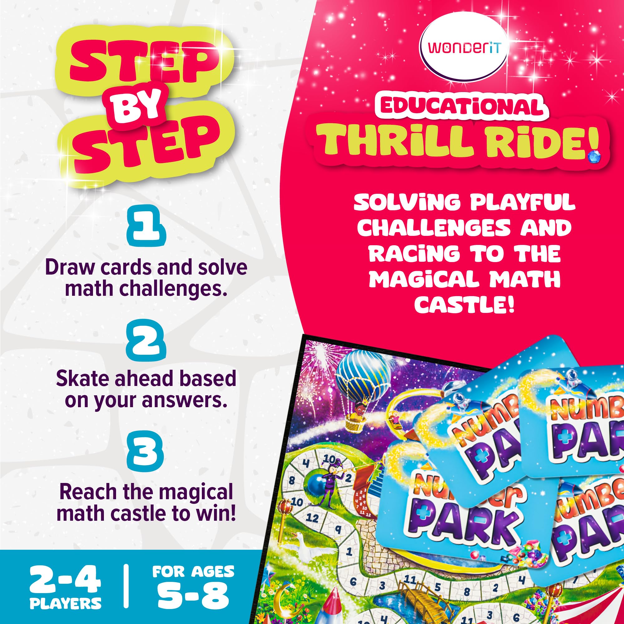 WONDER IT Number Park skateboard pieces used for turn-based learning