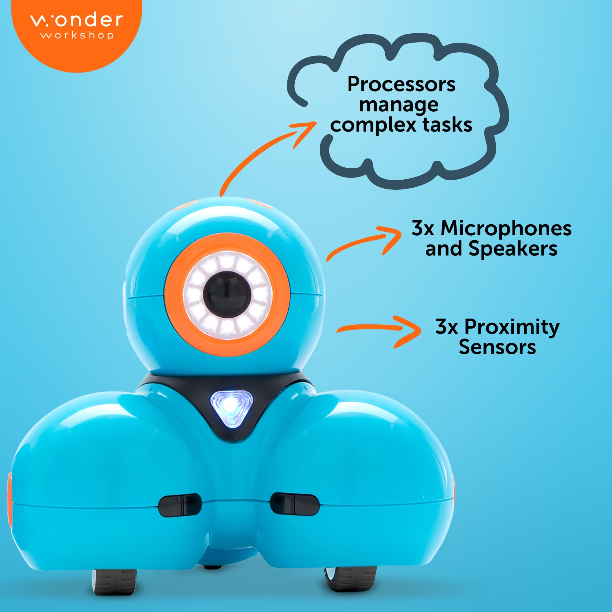 Wonder Workshop Dash robot dancing action demonstrates expressive play.