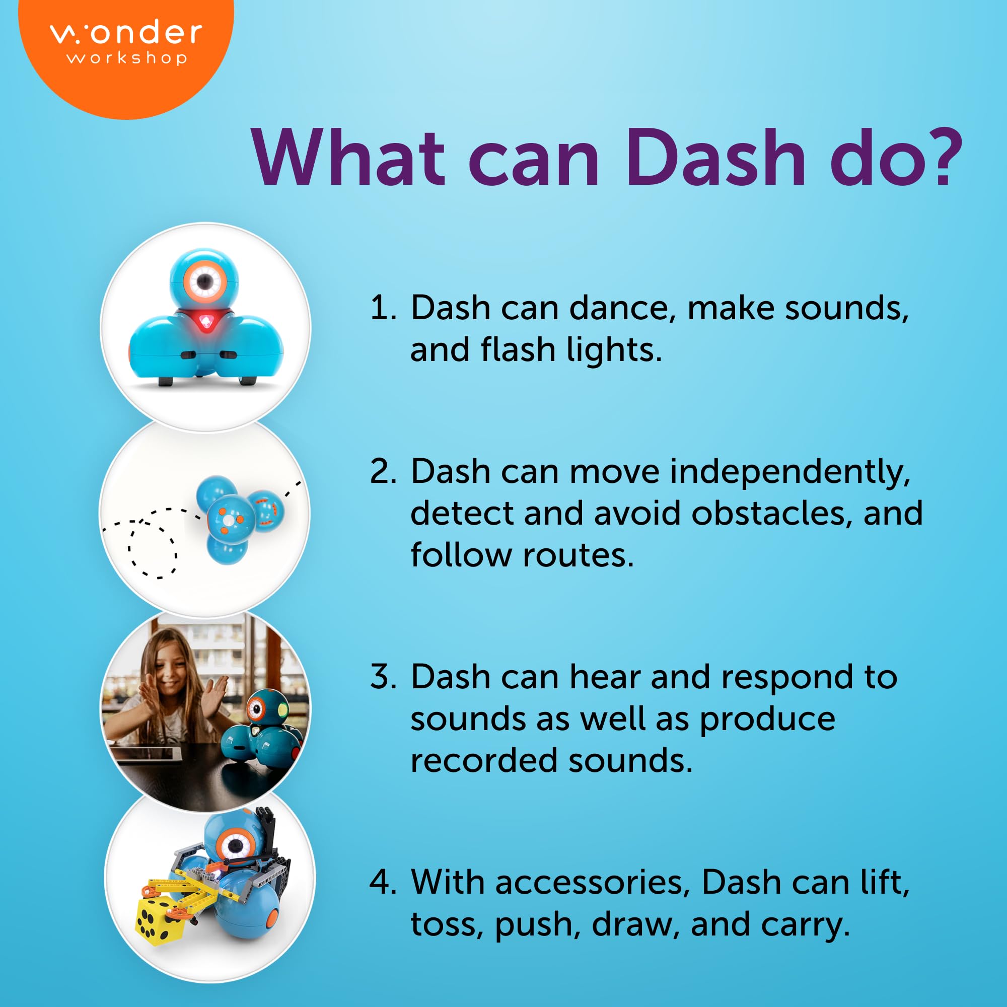 Wonder Workshop Dash with enhanced memory and longer battery life.