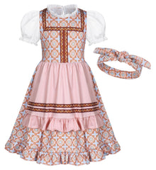 WonderBabe Prairie Dress front view with floral print, ideal for historical play